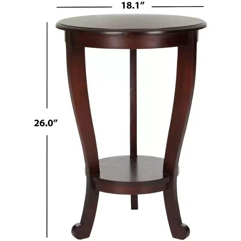 Table d'appoint ronde sur pied avec étagère inférieure, pin gris vintage, style traditionnel