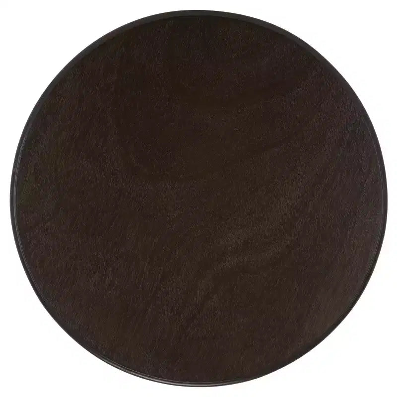 Table d'appoint ronde sur pied avec étagère inférieure, pin gris vintage, style traditionnel