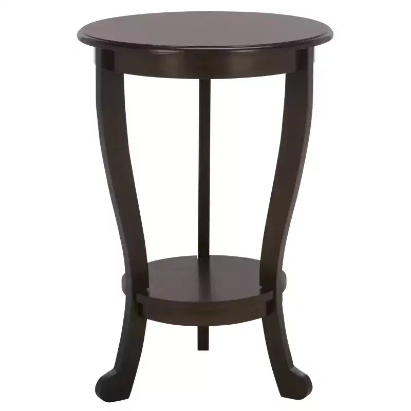 Table d'appoint ronde sur pied avec étagère inférieure, pin gris vintage, style traditionnel