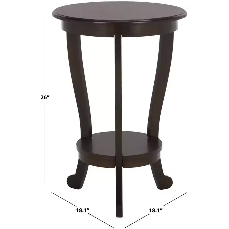 Table d'appoint ronde sur pied avec étagère inférieure, pin gris vintage, style traditionnel