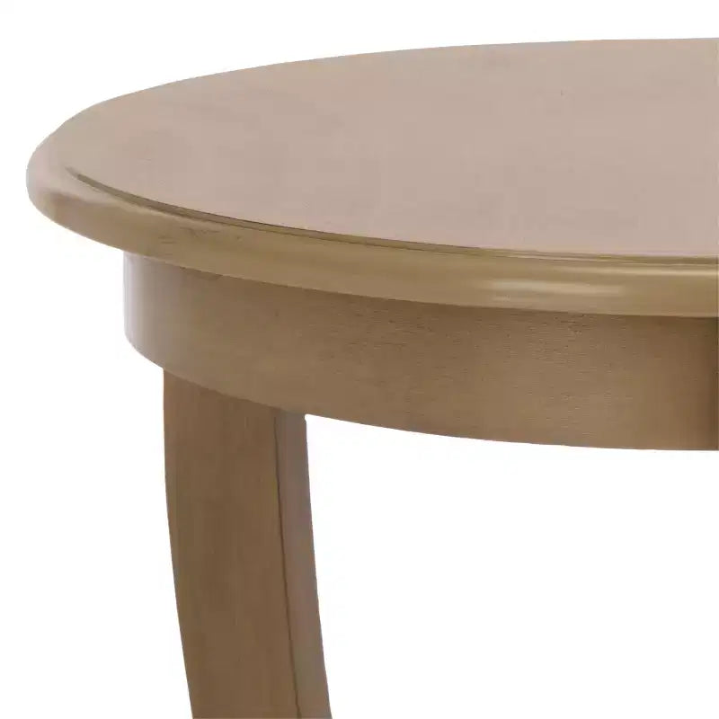 Table d'appoint ronde sur pied avec étagère inférieure, pin gris vintage, style traditionnel