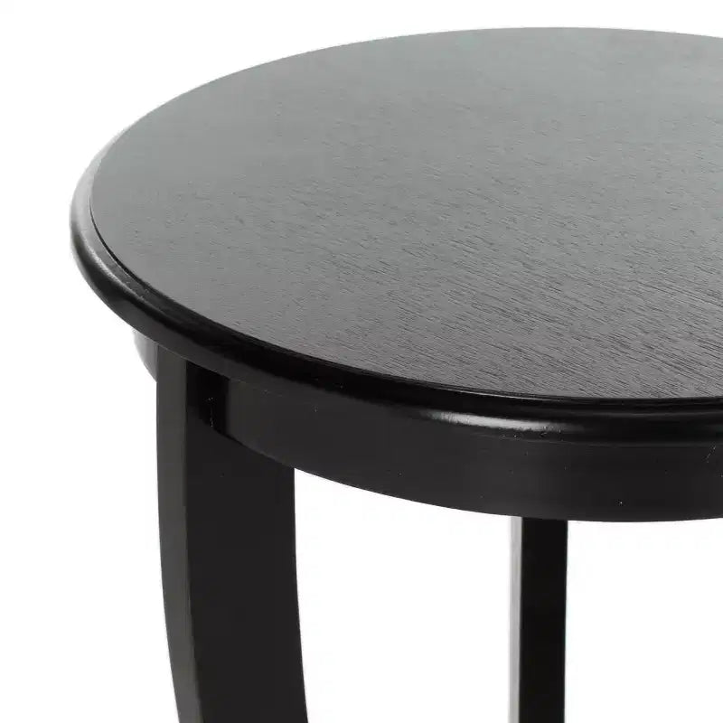 Table d'appoint ronde sur pied avec étagère inférieure, pin gris vintage, style traditionnel