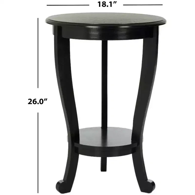 Table d'appoint ronde sur pied avec étagère inférieure, pin gris vintage, style traditionnel