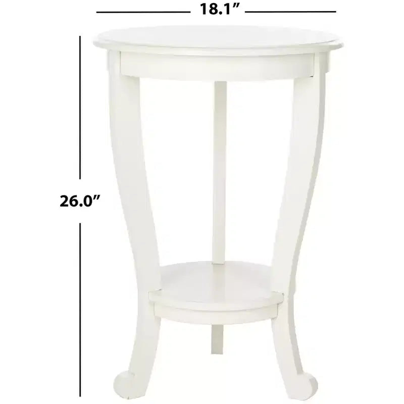 Table d'appoint ronde sur pied avec étagère inférieure, pin gris vintage, style traditionnel