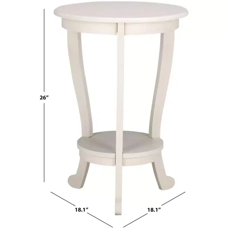 Table d'appoint ronde sur pied avec étagère inférieure, pin gris vintage, style traditionnel