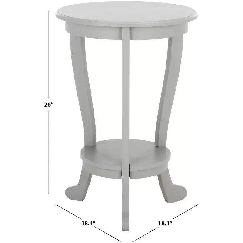 Table d'appoint ronde sur pied avec étagère inférieure, pin gris vintage, style traditionnel