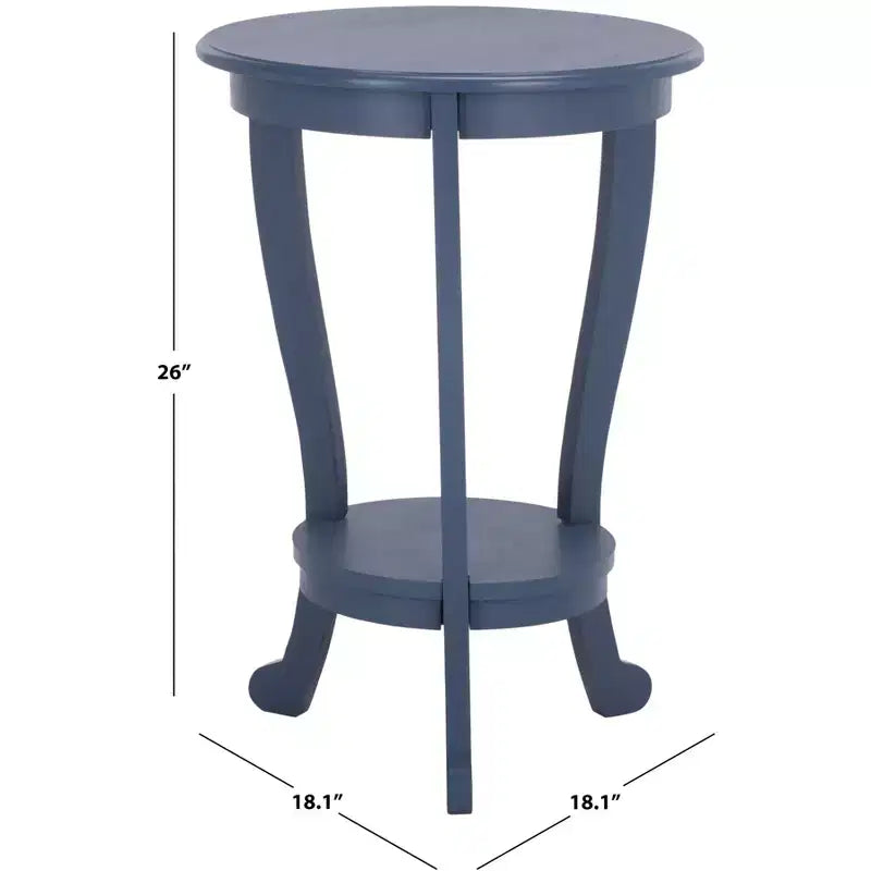 Table d'appoint ronde sur pied avec étagère inférieure, pin gris vintage, style traditionnel