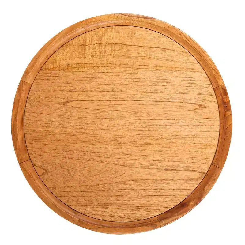 Table basse ronde, style rustique ferme, finition placage bois