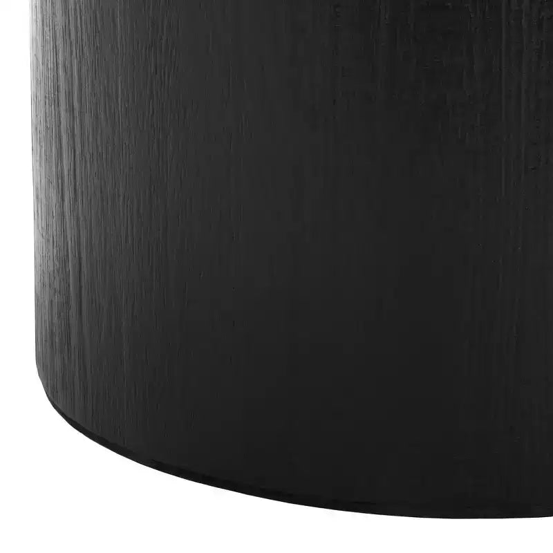 Table basse ronde, style rustique ferme, finition placage bois