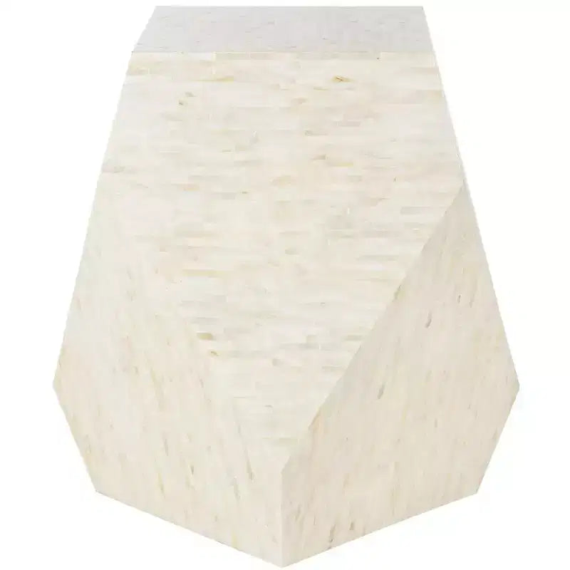 Table d'appoint géométrique en mosaïque, multicolore/beige clair, contemporaine, 50x50x53 cm