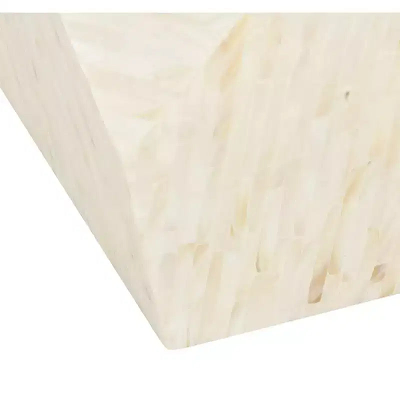 Table d'appoint géométrique en mosaïque, multicolore/beige clair, contemporaine, 50x50x53 cm