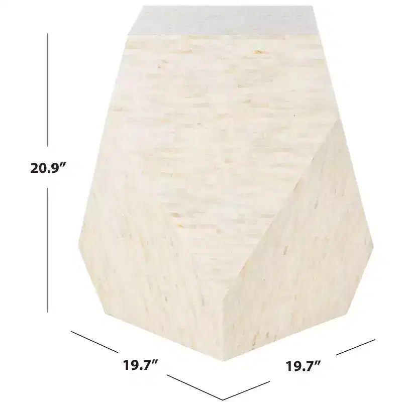 Table d'appoint géométrique en mosaïque, multicolore/beige clair, contemporaine, 50x50x53 cm