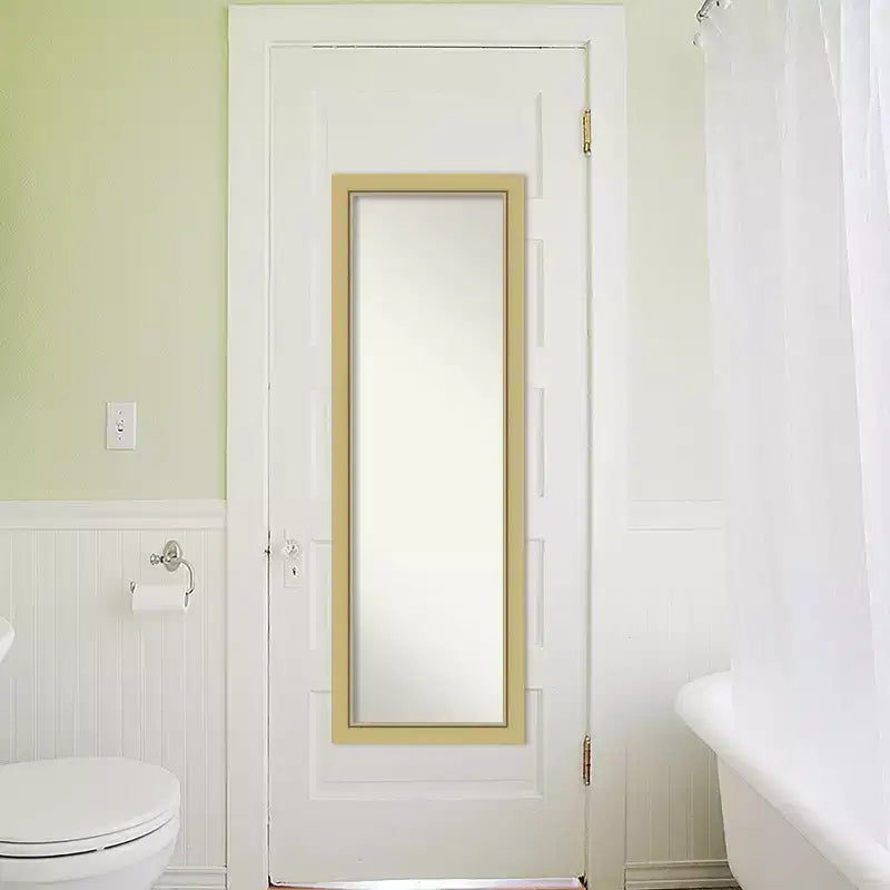 Miroir Mural Pleine Longueur, Cadre Doré Fin, 17,5" x 51,5", Fixation Porte ou Murale