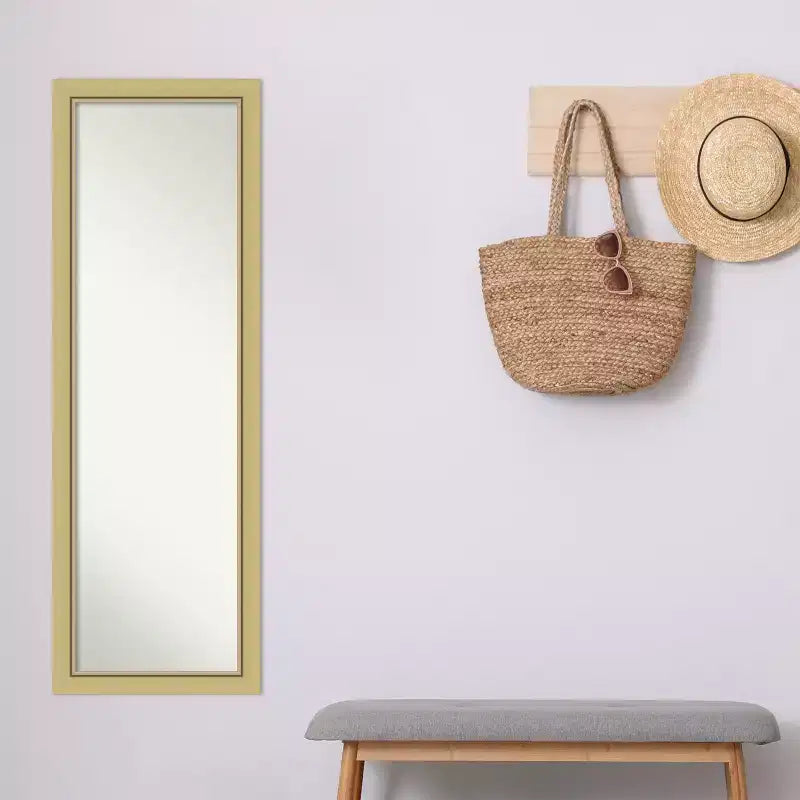 Miroir Mural Pleine Longueur, Cadre Doré Fin, 17,5" x 51,5", Fixation Porte ou Murale