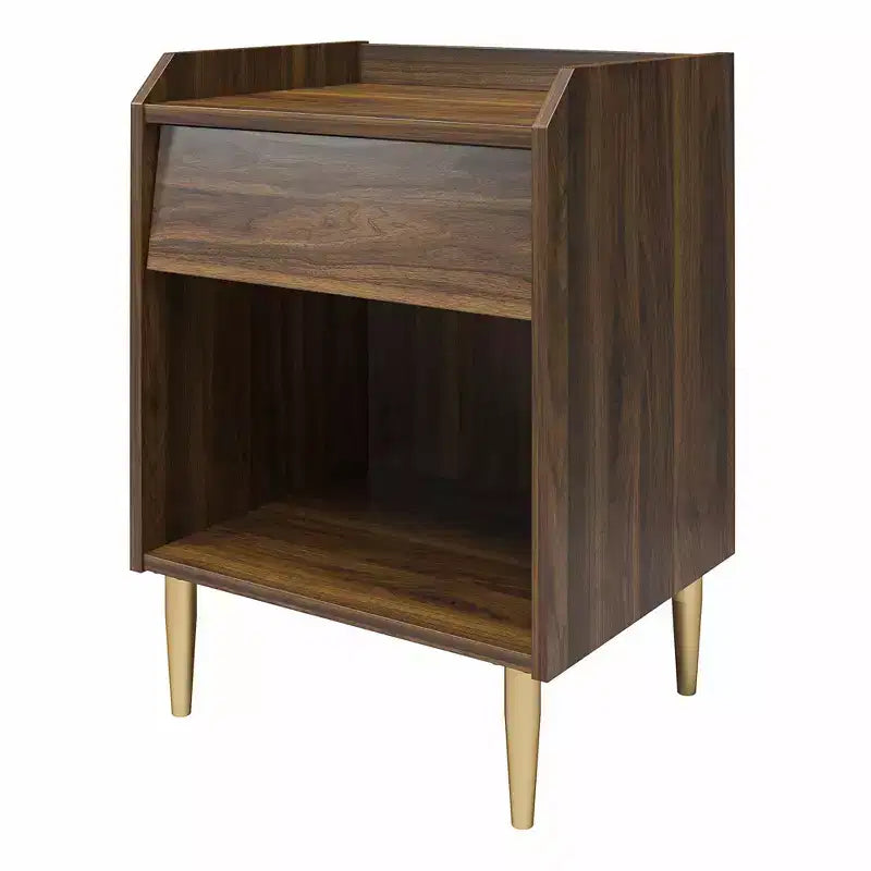 Table de chevet moderne du milieu du siècle pour enfants avec tiroir, noyer