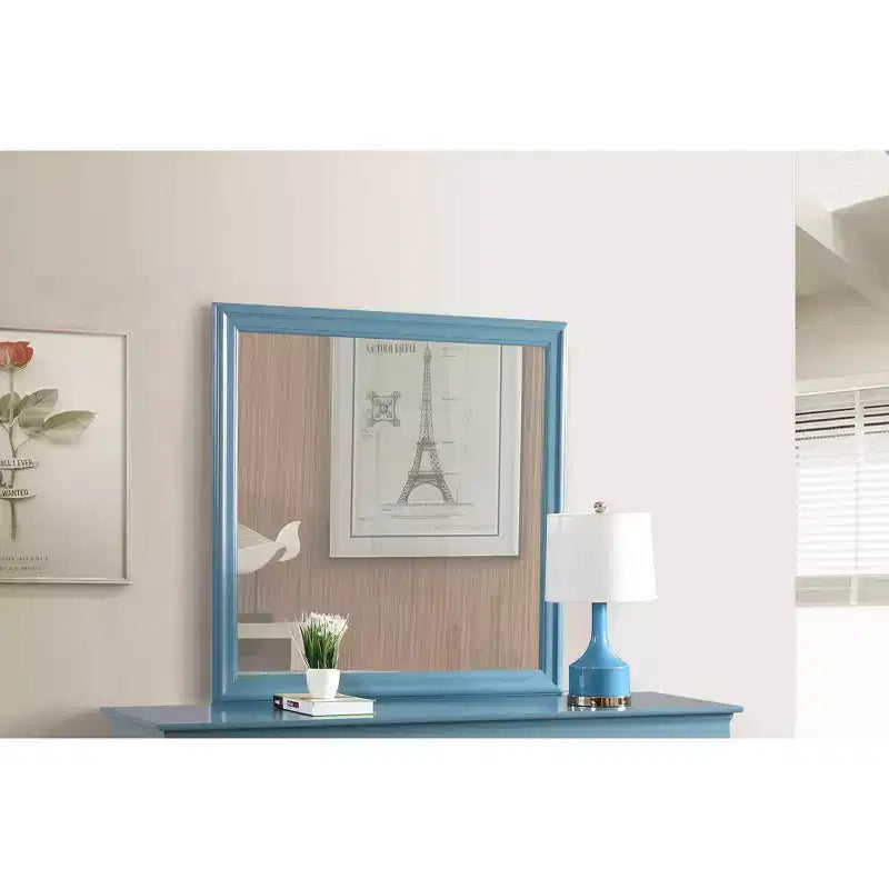 Miroir de commode carré classique encadré 38 po x 38 po, verre à faible distorsion