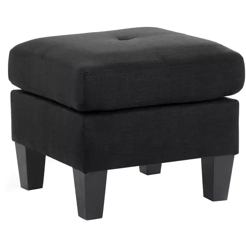 Ottoman carré capitonné en polyester, mousse haute densité