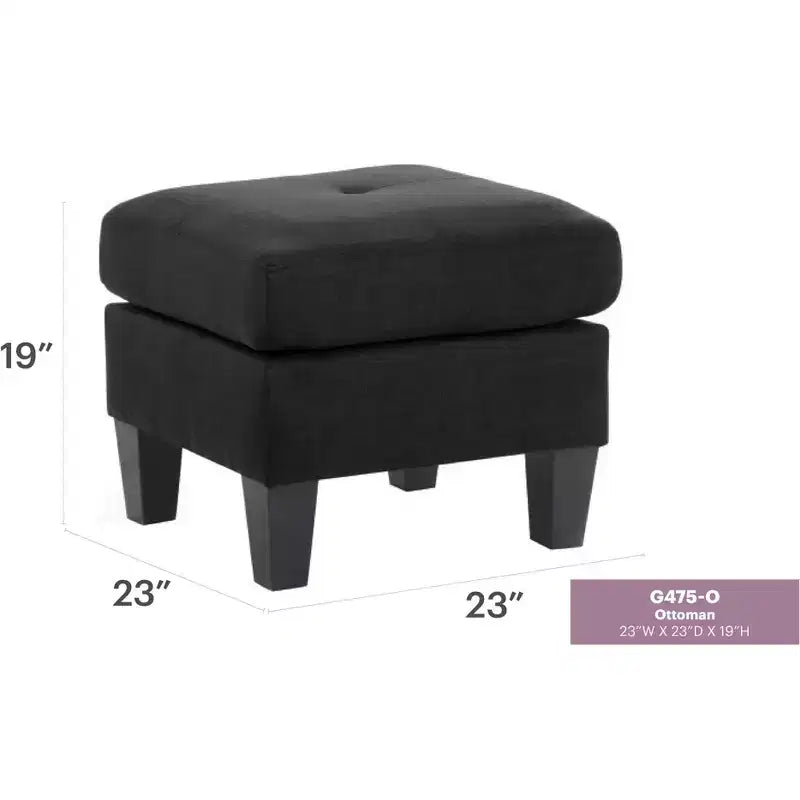 Ottoman carré capitonné en polyester, mousse haute densité