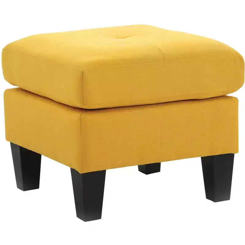 Ottoman carré capitonné en polyester, mousse haute densité