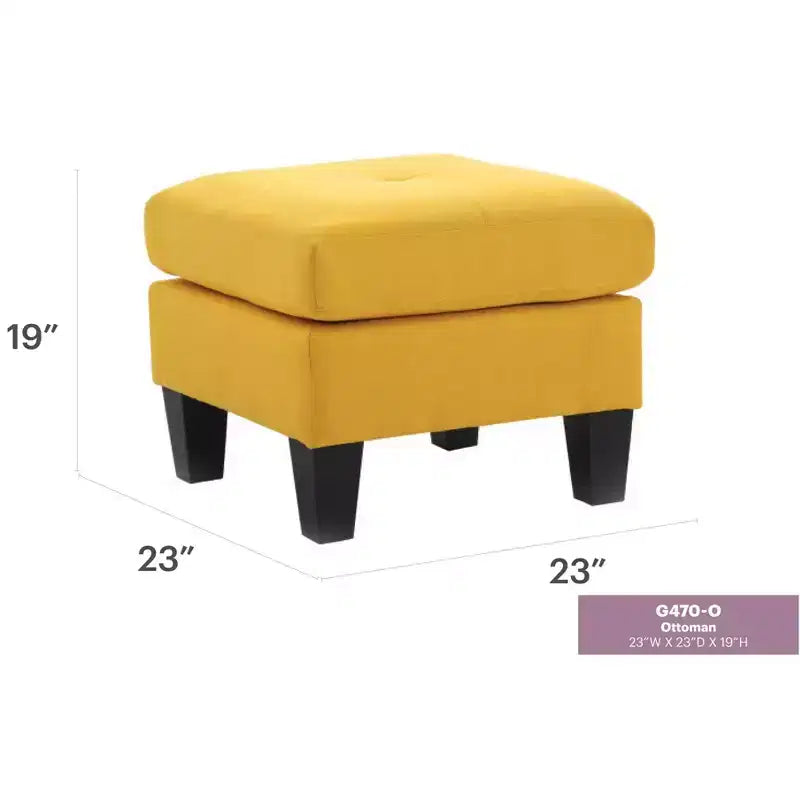 Ottoman carré capitonné en polyester, mousse haute densité