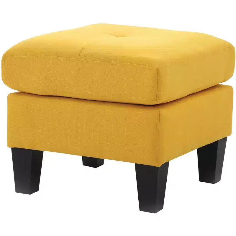 Ottoman carré capitonné en polyester, mousse haute densité