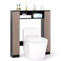 Costway Over The Toilet Storage Cabinet Double Door Bathroom Toilet Storage Organizer Natural/White