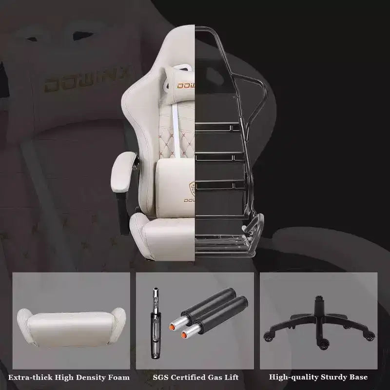 Chaise de jeu avec support lombaire massant et repose-pieds rétractable, en cuir, capacité de 136 kg