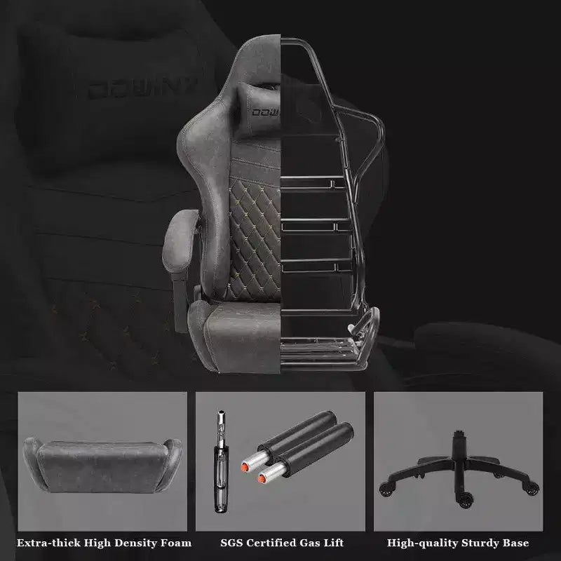 Chaise de jeu avec support lombaire massant et repose-pieds rétractable, en cuir, capacité de 136 kg