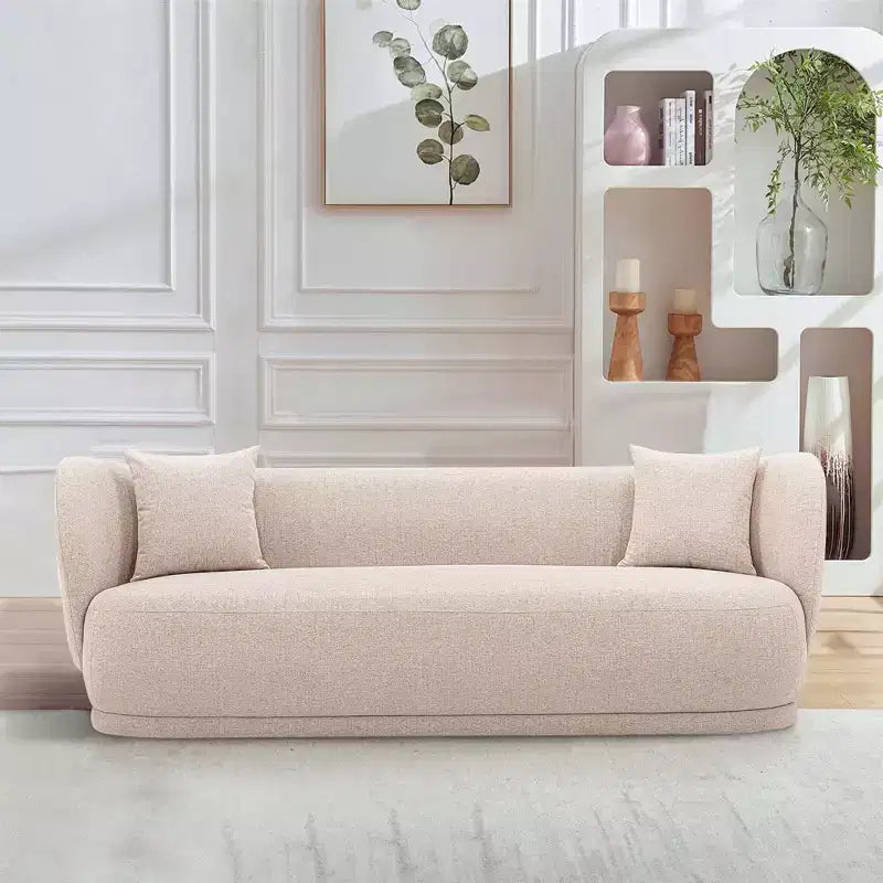 Canapé contemporain en lin avec coussins, 3 places, capacité de 400 kg