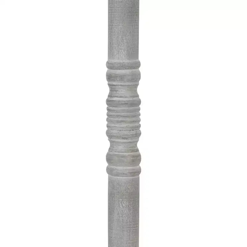 Guéridon de ferme à piètement colonne, finition gris vieilli, bois massif