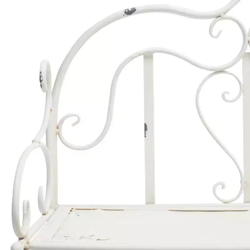 Étagère 4 niveaux en fer, intérieur/extérieur, blanc antique, style cottage