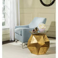 Table d'appoint géométrique dorée glamour, fer et verre, 58,42 cm x 58,42 cm x 50,8 cm
