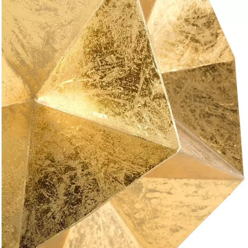 Table d'appoint géométrique dorée glamour, fer et verre, 58,42 cm x 58,42 cm x 50,8 cm