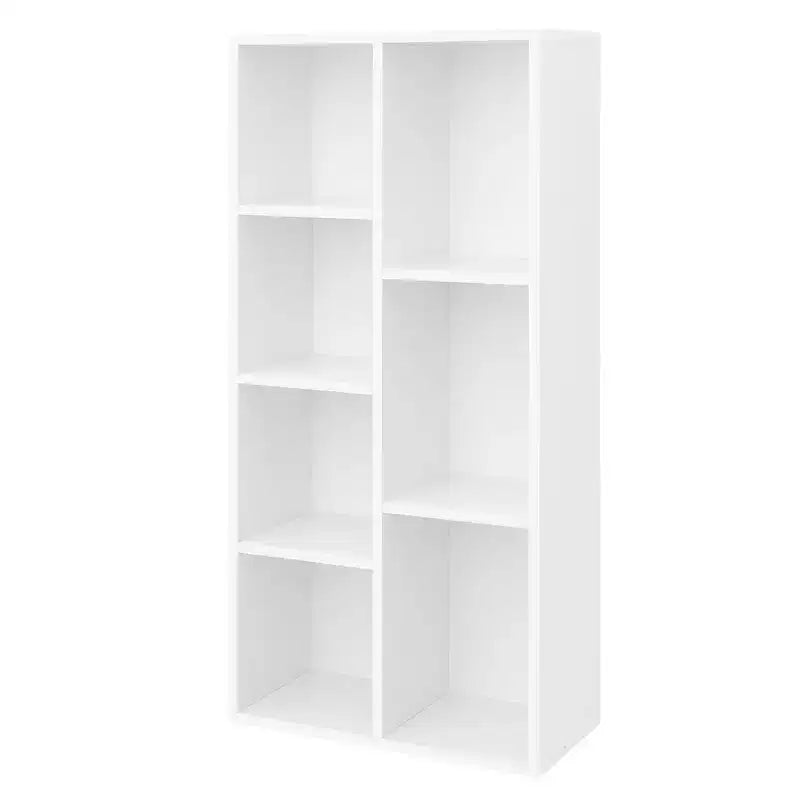 Bibliothèque à 7 Compartiments, Étagères Autoportantes et Organisateur de Rangement, Blanc