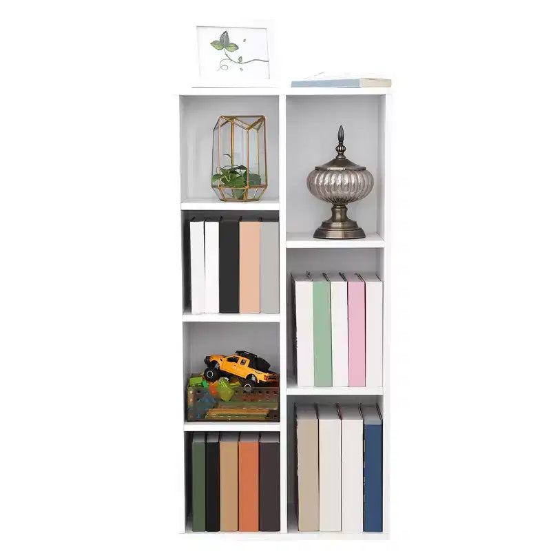 Bibliothèque à 7 Compartiments, Étagères Autoportantes et Organisateur de Rangement, Blanc