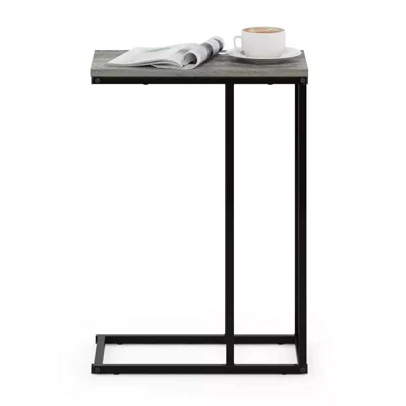Table d'appoint de chevet moderne, chêne français gris, cadre en métal