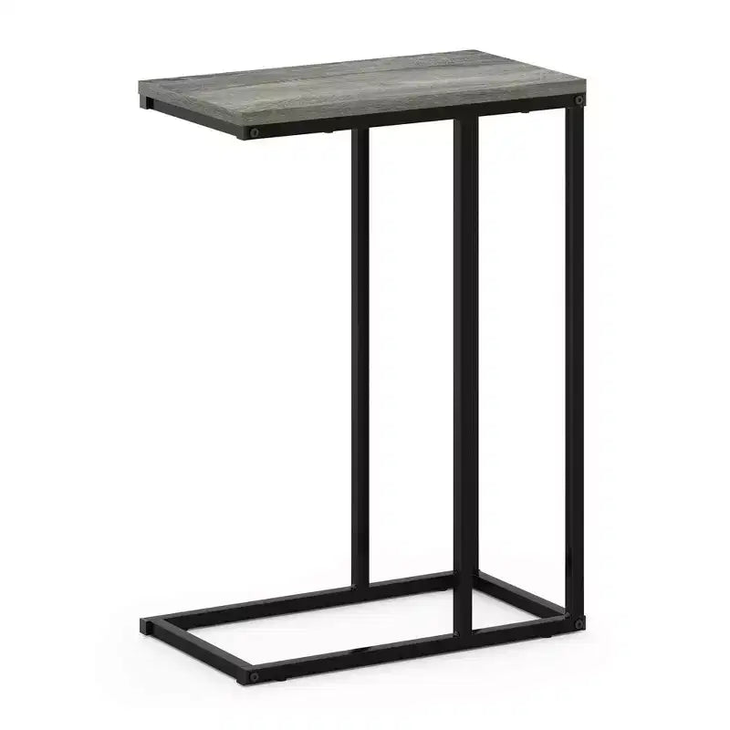 Table d'appoint de chevet moderne, chêne français gris, cadre en métal