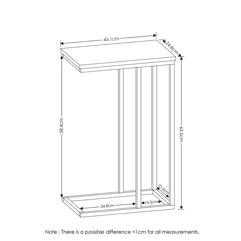 Table d'appoint de chevet moderne, chêne français gris, cadre en métal