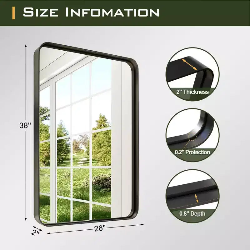 Miroir de salle de bain mural rectangulaire avec cadre métallique