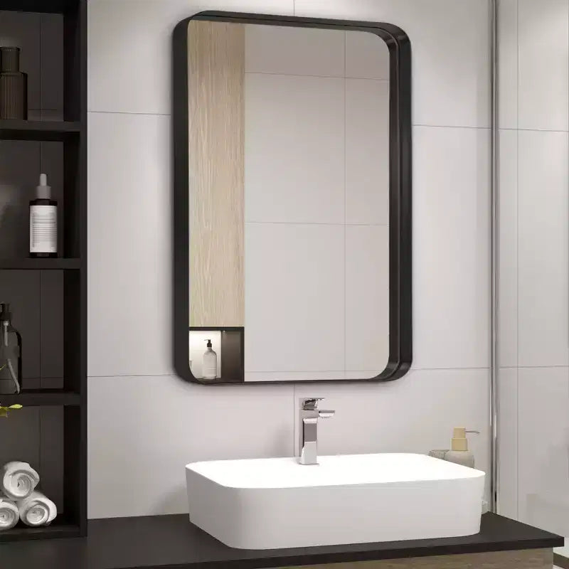 Miroir de salle de bain mural rectangulaire avec cadre métallique