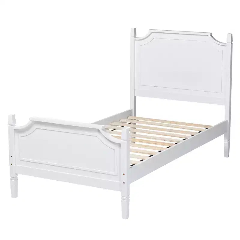 Lit plateforme classique et traditionnel en bois, hévéa, sommier tapissier non requis
