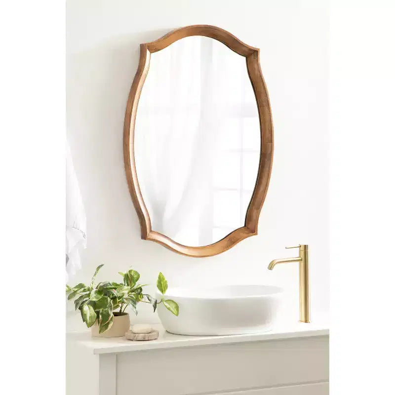 Miroir mural festonné 24"x34", forme originale, fixation murale