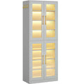 Meuble à chaussures avec lumières LED, Organisateur de chaussures à 8 niveaux avec étagère réglable et portes en acrylique, Peut contenir 16 paires
