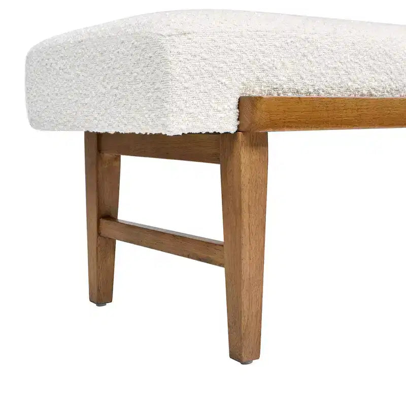 Banc de téléphone moderne de 52 po avec étagère coulissante, boucle blanc ivoire, bois d'hévéa