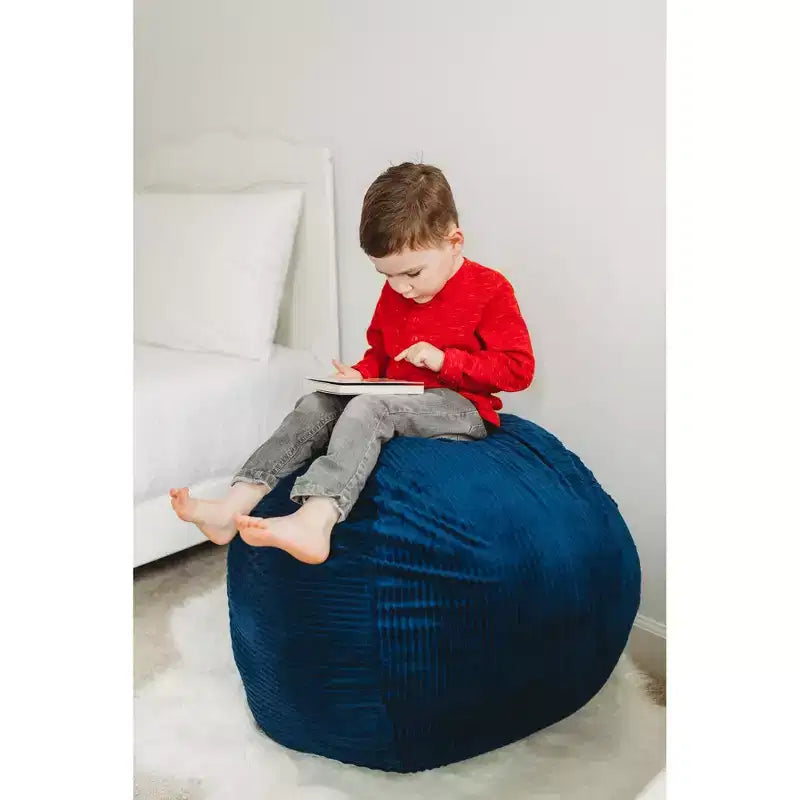 Grande housse de rangement pour pouf de 84 cm pour animaux en peluche et jouets, en velours côtelé bleu roi